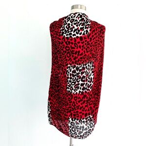 Echo rayon red white & black leopard print made in Japan scarf